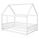 preview thumbnail 35 of 50, Full Size Wooden Bed House Bed with House Roof ,Fence Guardrails
