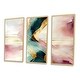 preview thumbnail 10 of 17, Designart "Abstract Geode Geometric Pink And Green III" Modern Geometric Framed Canvas Art Print - 3 Panels