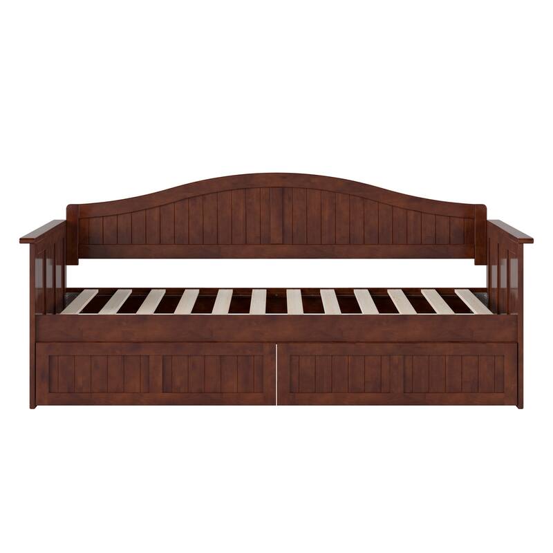 Twin Daybed with Drawers - Walnut Wood Frame, Storage Daybed, Modern Design