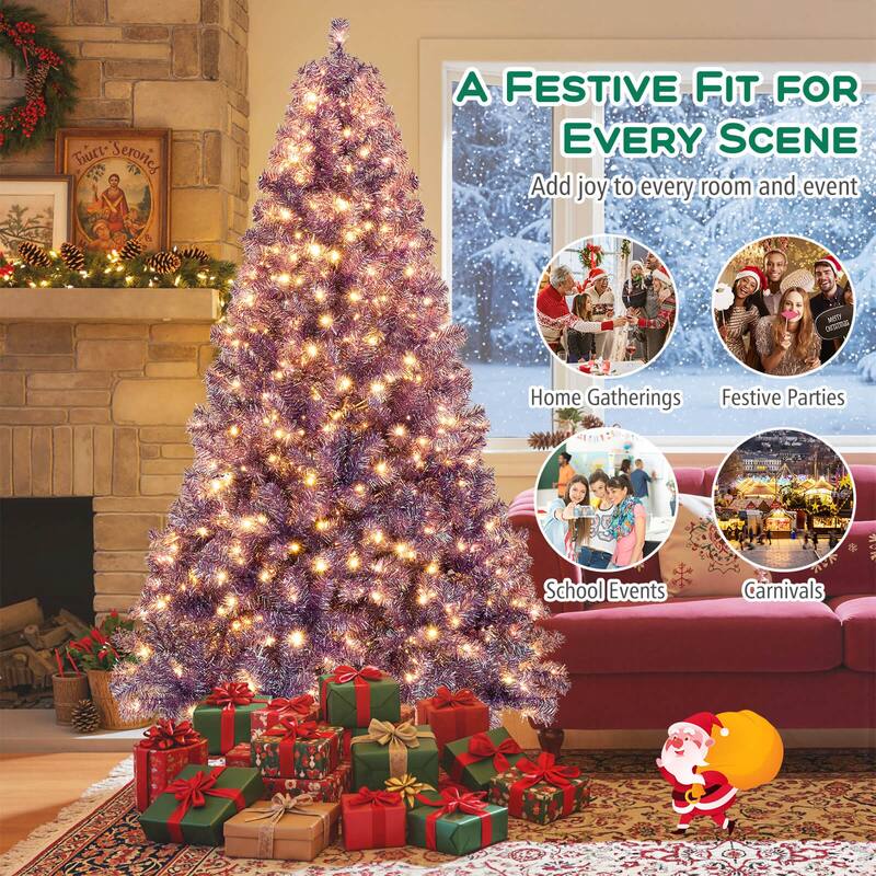 Costway 6.5 FT/7.5 FT Artificial Xmas Tree with 250/550 White LED - See Details