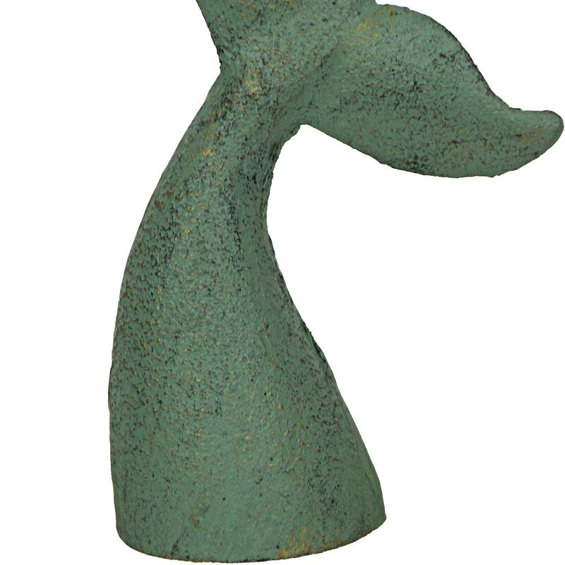 Zeckos Verdigris Green Cast Iron Whale Tail Bookends (Set Of 2) - 6.5 X 4 X 1.5 inches
