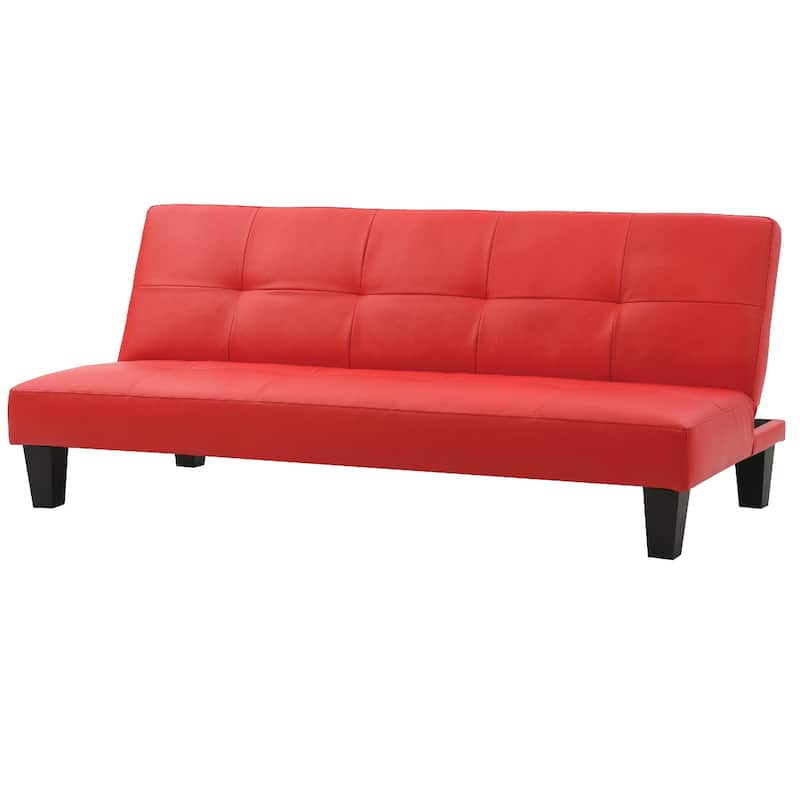 Faux Leather Tufted Straight Armless Sofa - 67" - Red
