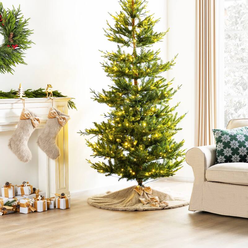 Glitzhome Set of 2 or 3 Faux Fur 48"D/60"D Tree Skirt & Christmas Stocking Decorations