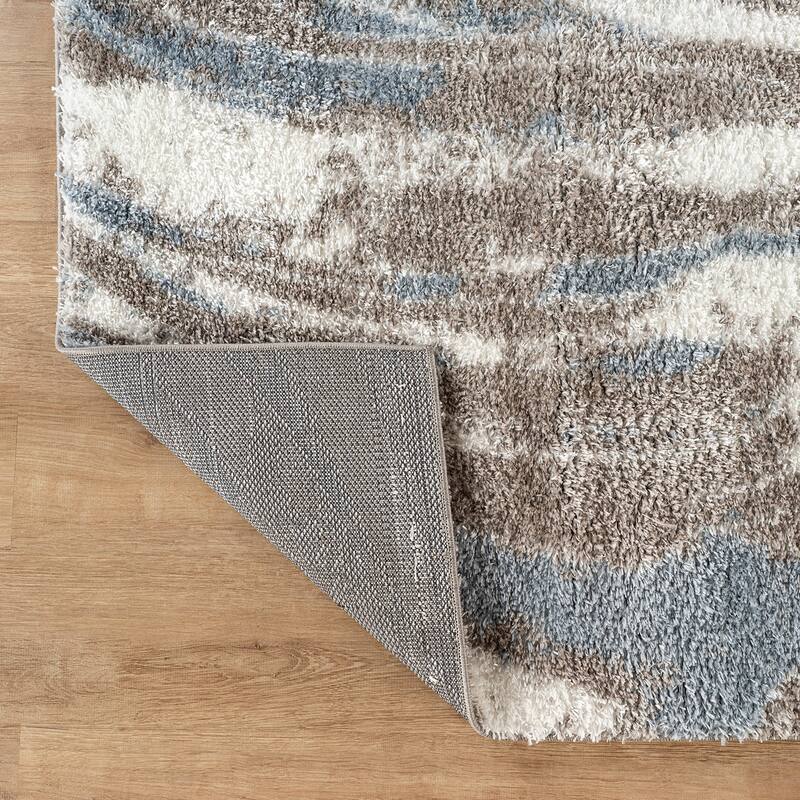 Marble Swirl Shag Rug - Blue - Medium Pile - Great for Living Room, Bedroom, or Entryway