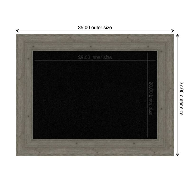 Fencepost Grey Wood Framed Black Corkboard Bulletin Board - Board Size 28x20