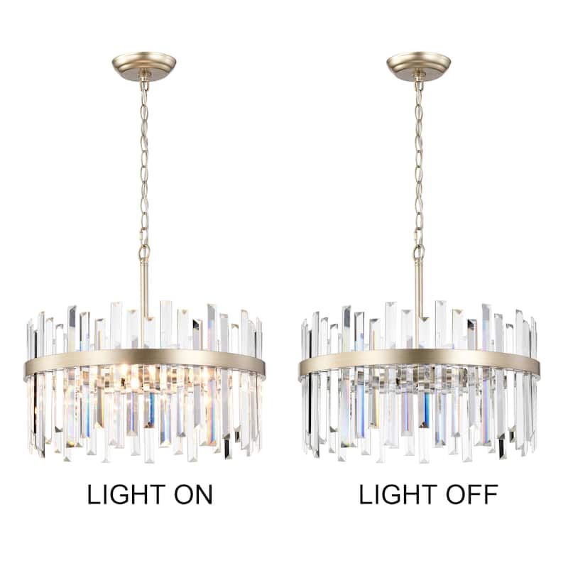 Casandra Brushed Champagne Silver 5-light Drum Crystal Chandelier