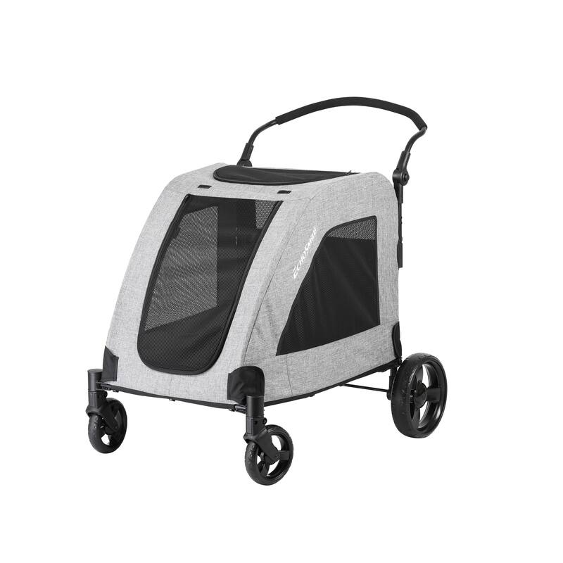 EchoSmile Gray Lightweight Folding Pet Stroller with Adjustable Handles - Gray