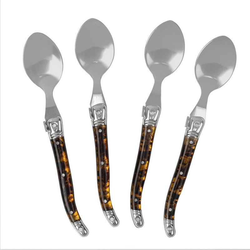 French Home Laguiole Coffee Spoons, Set of 4 - Tortoise Shell - 4-Piece Set