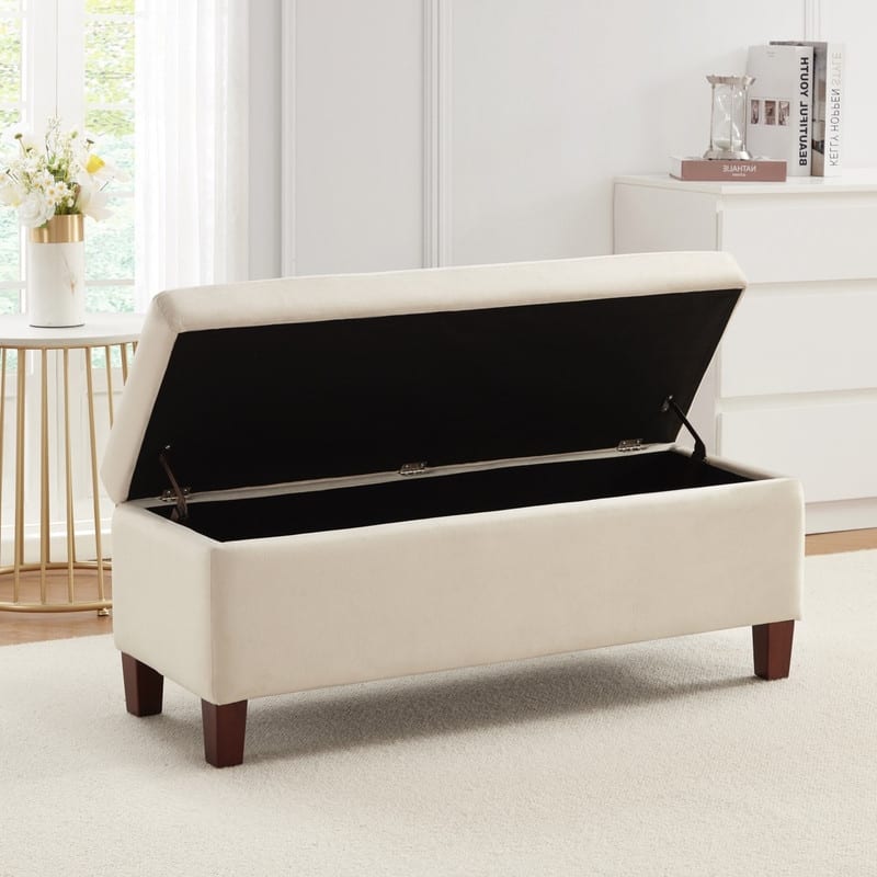 Hamilton Upholstered Rectangle Storage Ottoman with Hinge Lid - 40" x 15" x 16"