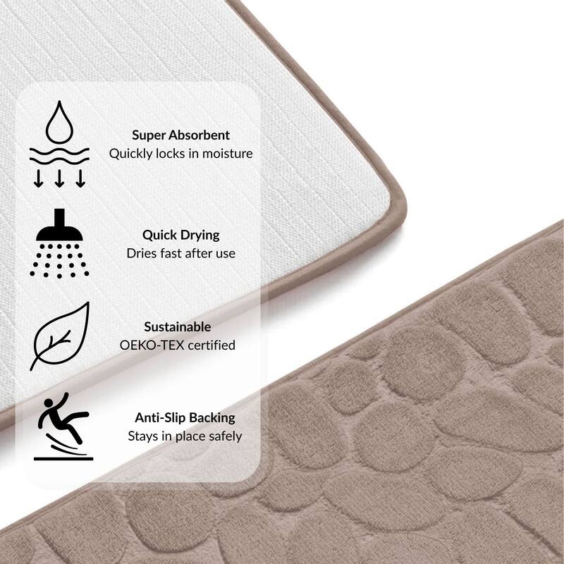 Memory Foam Runner Bath Mat Pebble Design 48x18