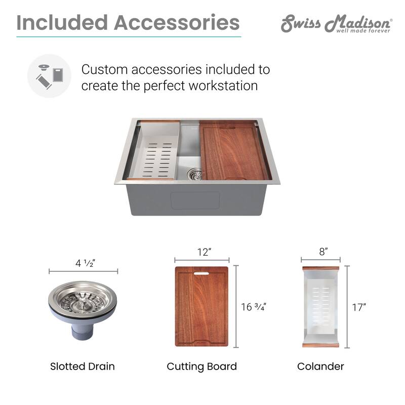 Swiss Madison SM-KU748 Rivage 30" Undermount Single Basin Stainless