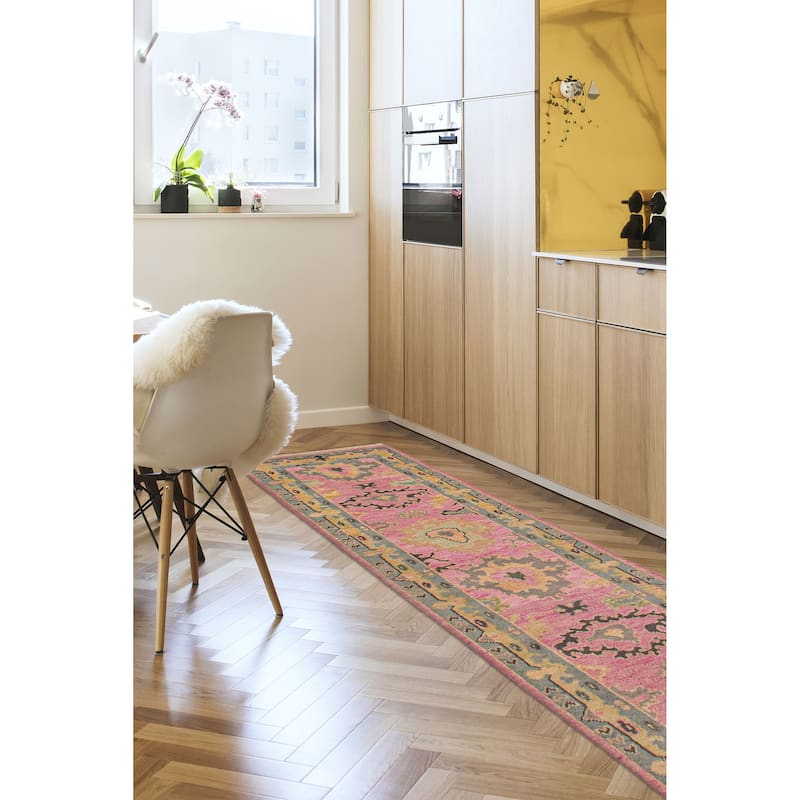 ECARPETGALLERY Hand-knotted Modern Oushak Violet Wool Rug - 2'6 x 9'10
