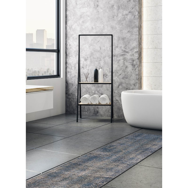 ECARPETGALLERY Hand-knotted Color Transition Dark Blue Wool Rug - 2'11 x 9'4