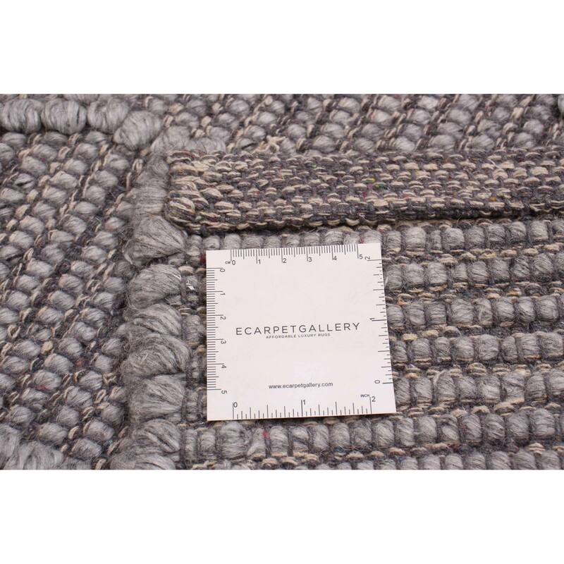 ECARPETGALLERY Braid weave Sienna Grey Wool Rug - 6'1 x 9'1