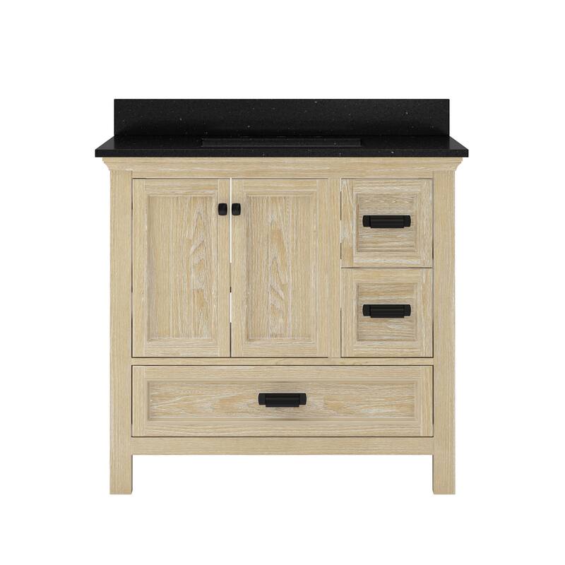 CRAFT + MAIN BAVT3722D-QBG Brantley 36" Free Standing Single Basin - Winter Oak