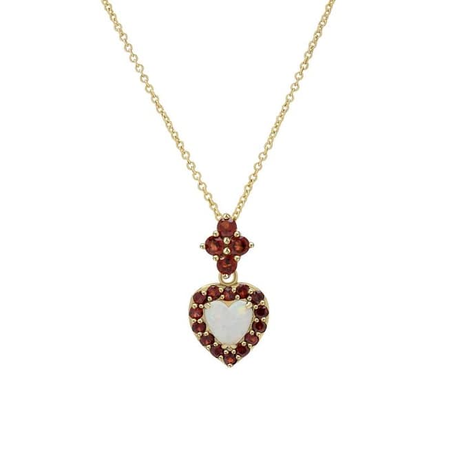 Victoria Townsend Gold over .925 Sterling Silver Lab Opal & Garnet Heart Necklace