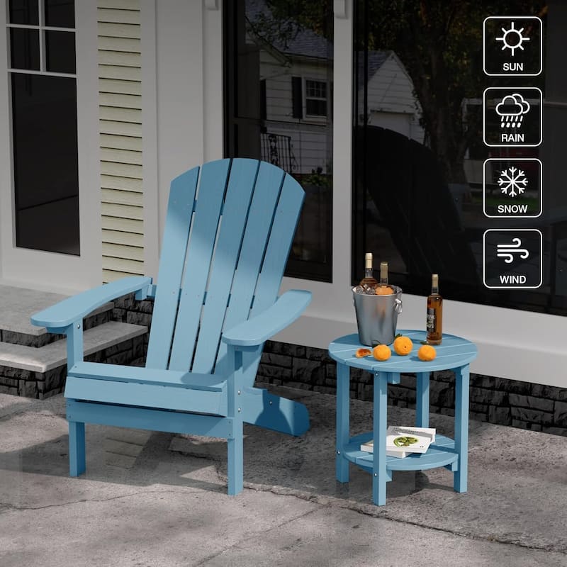WINSOON All Weather HIPS Outdoor Side Table,Round Table