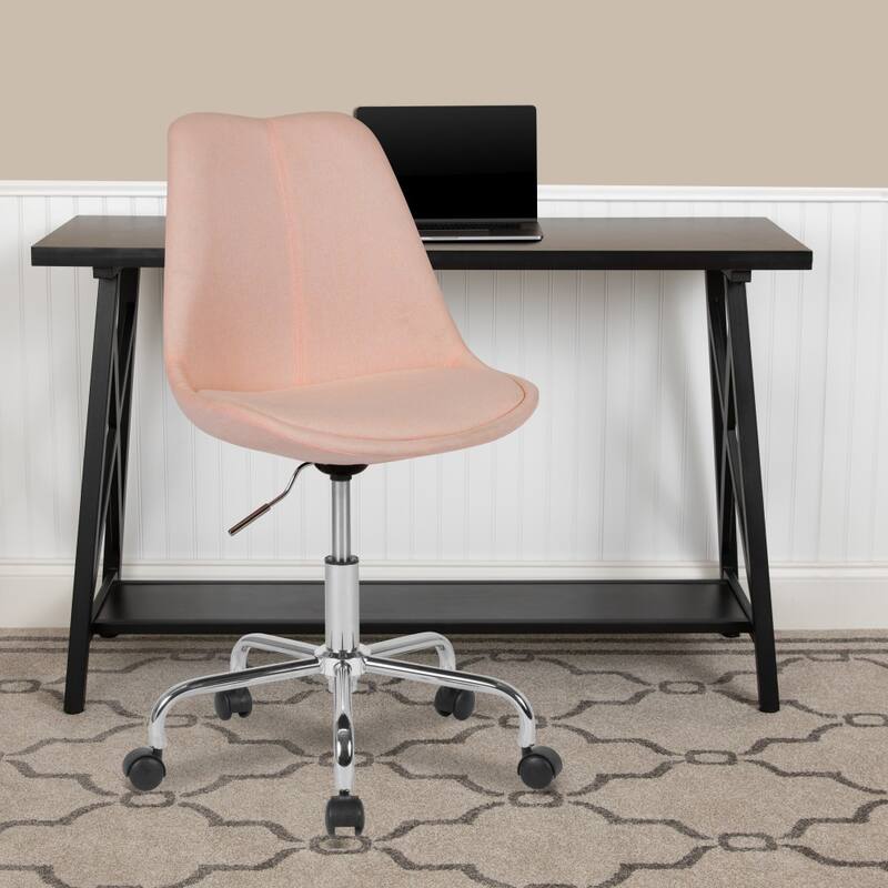 Mid-Back Fabric Task Office Chair with Pneumatic Lift - Pink