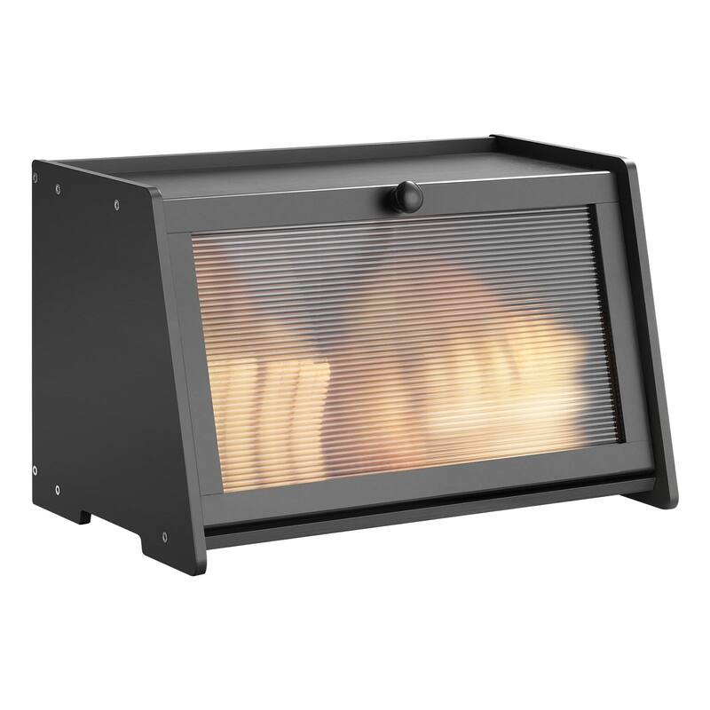 Black Classic Ample Storage Space Bread Box with Acrylic Door and Ventilated Non-Slip Base - 16.54" x 9.84" x 10.24"