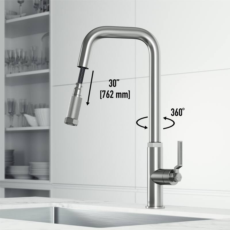 VIGO Hart Angular 18" H Single Handle Pull-Down Kitchen Faucet