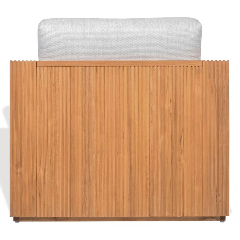 SAFAVIEH Couture Saint Lucia Reeded Teak Wood Patio Chair - 32"W x 30"D x 24"H