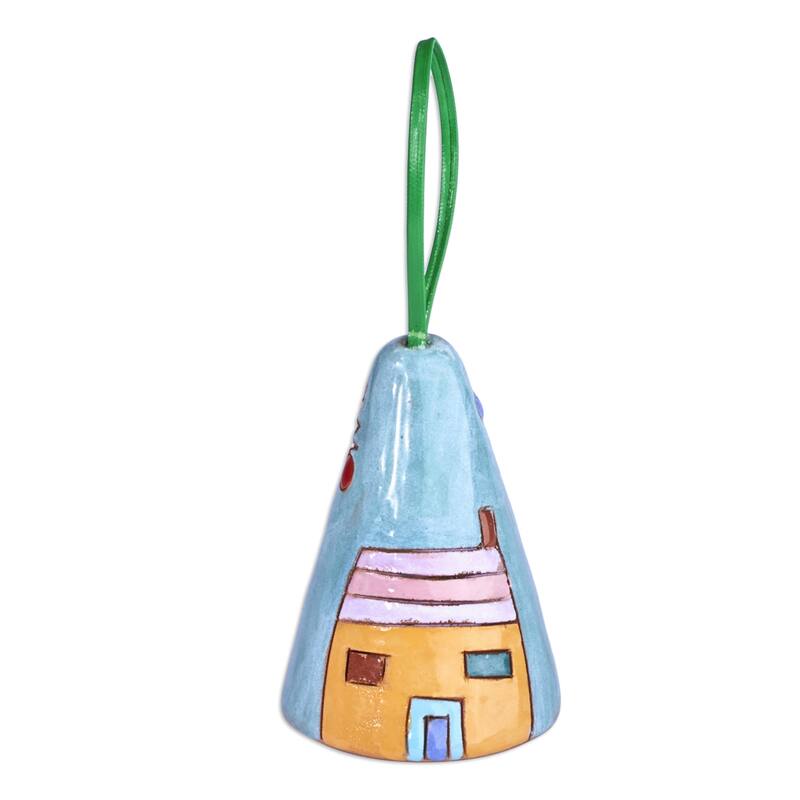 Novica Handmade Serene Home Ceramic Bell Ornament