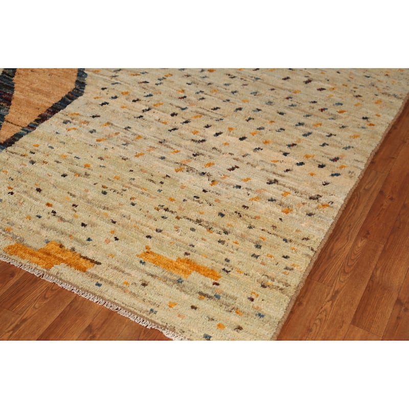 Multi-Color Moroccan Oriental Area Rug Hand-Knotted Wool Carpet - 6'2" x 9'8"