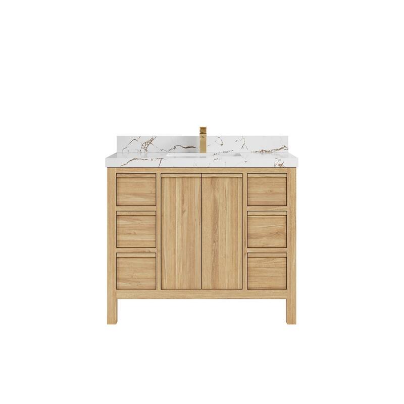 Willow Collections 42 in. W x 22 in. D Elizabeth Solid Teak Single Sink Bathroom Vanity with Countertop
