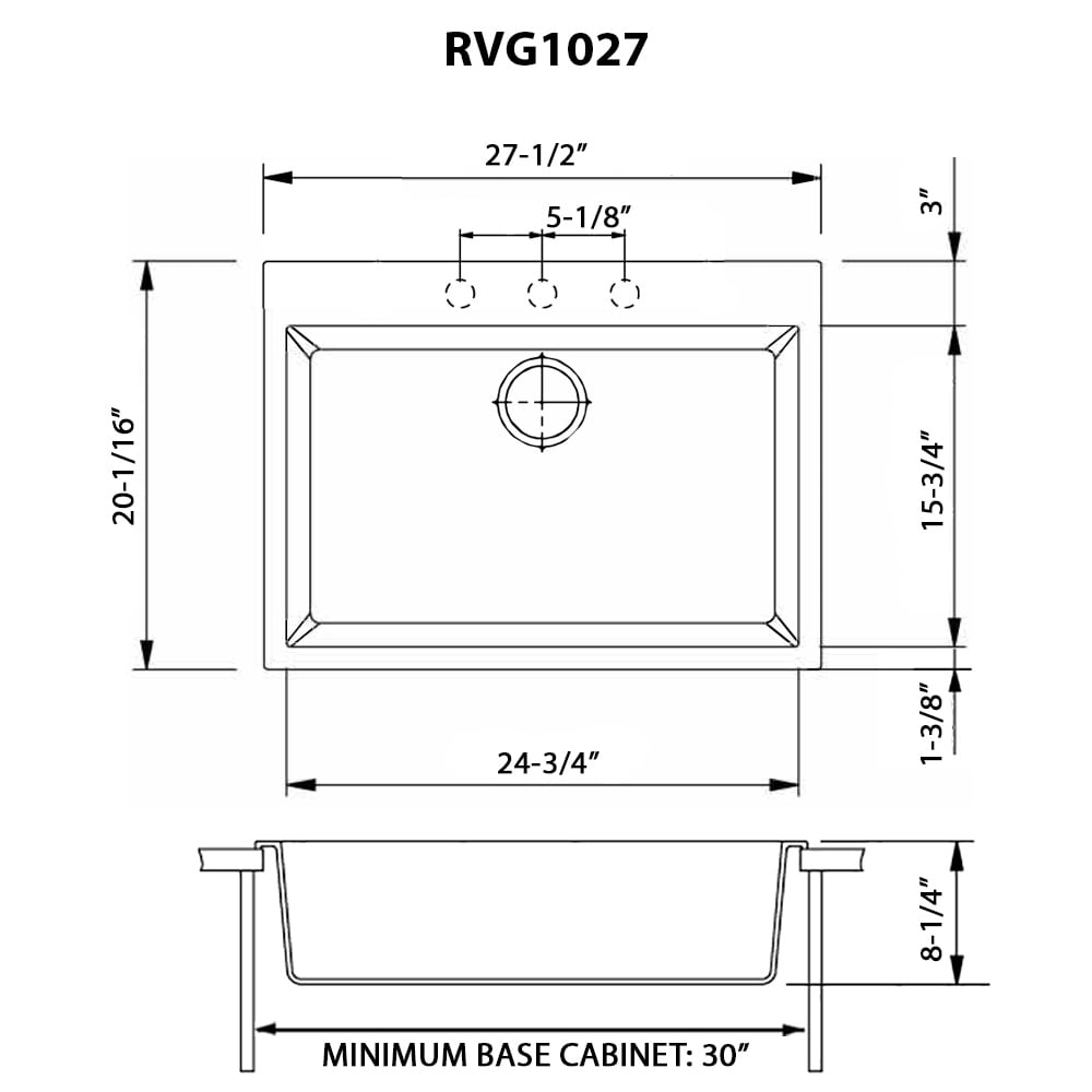 Ruvati 27 x 20 inch Drop-in Topmount Granite Composite