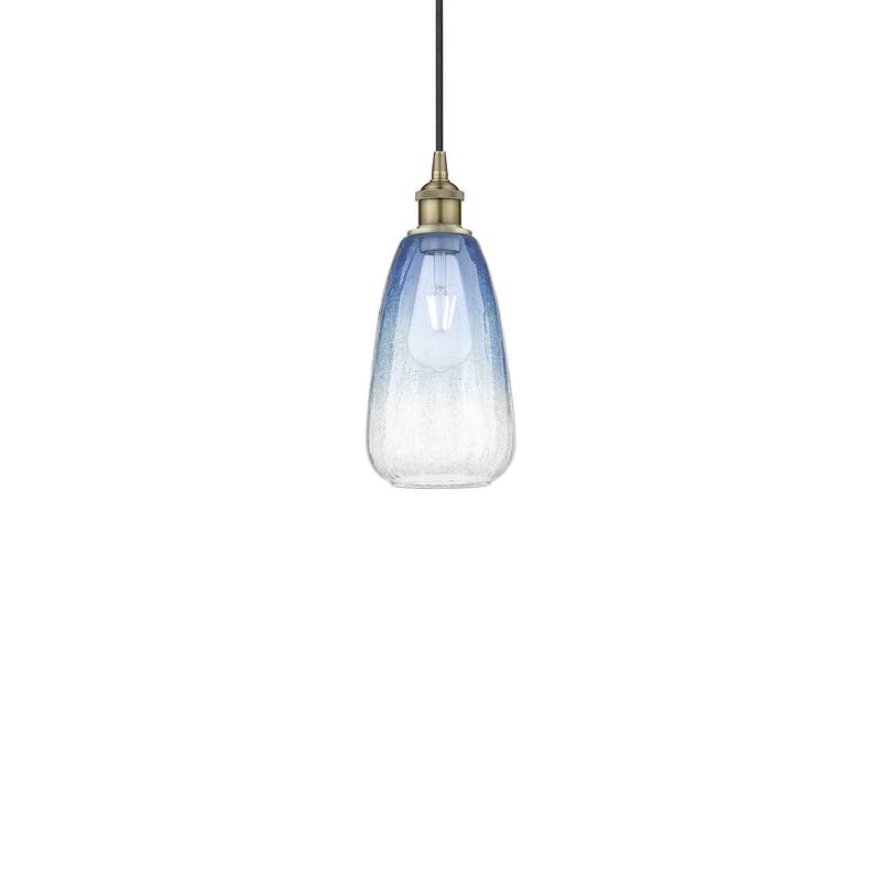 Innovations Lighting 616-1P-13-6 Brookhaven Almond Pendant Brookhaven - Antique Brass / Sapphire Blue