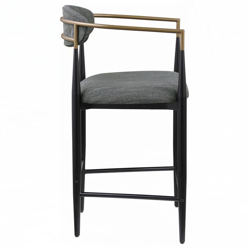 Dark Grey Fabric Upholstered Counter Chair (Set of 2)