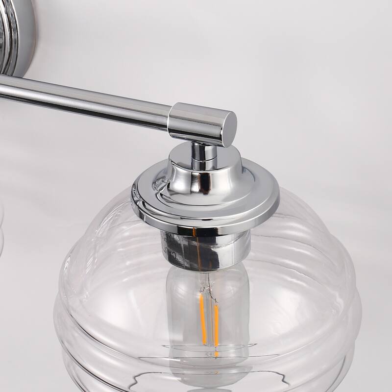 3-Light Brushed Nickel Cylinder Modern Bathroom Vanity Light with Clear Glass Shade,Wall Lamp for Mirror Kitchen Bedroom