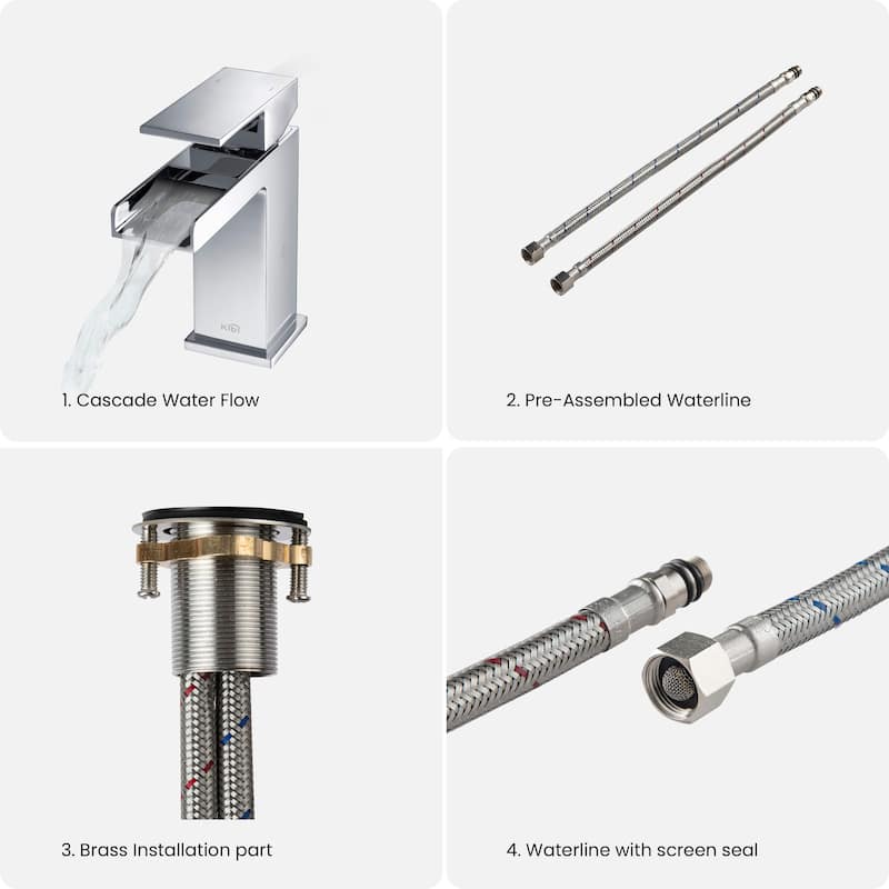 Waterfall Single Handle Bathroom Vanity Sink Faucet