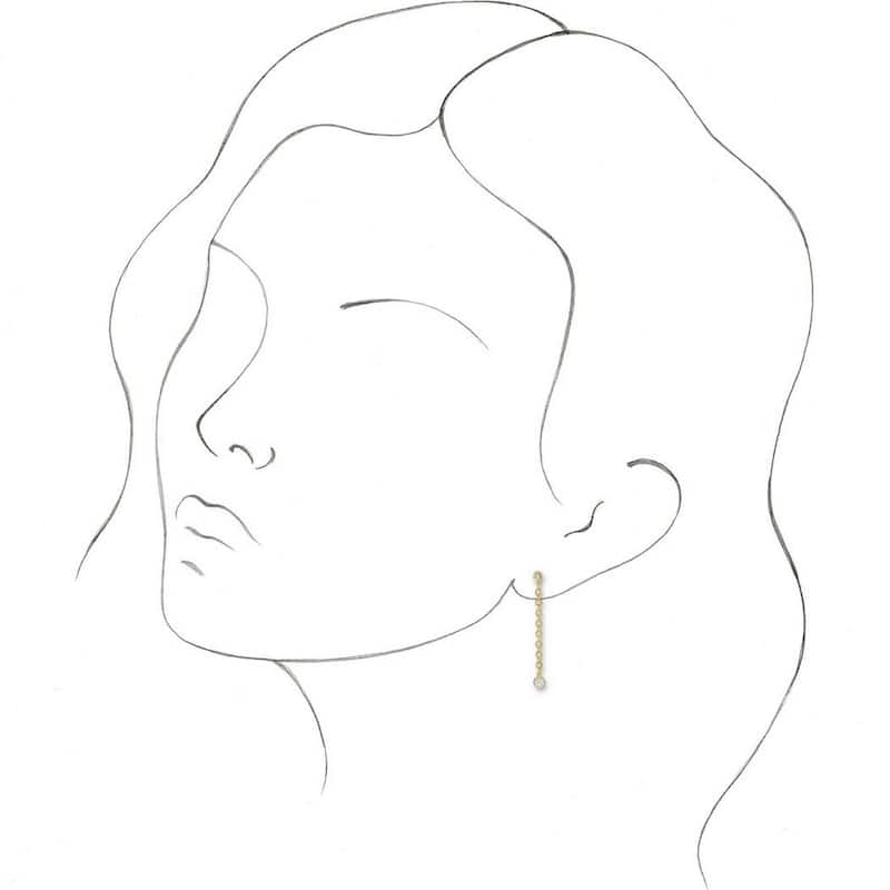 Curata 14k Yellow Gold Polished 0.2 Carat Diamond Chain Earrings