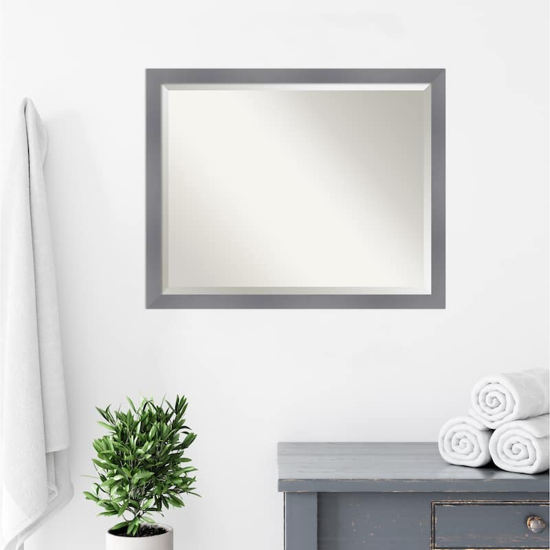 Edwin Beveled Wood Framed Bathroom Vanity Wall Mirror