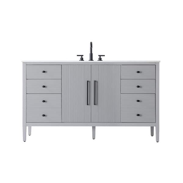 slide 2 of 11, Elegant Lighting VF29660 Blakely 60" Free Standing Single Basin Vanity Gray