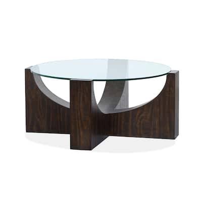 Magnussen Home Beckham Rustic Tavern Round Cocktail Table With Casters - 40''W x 40''D x 17.5''H