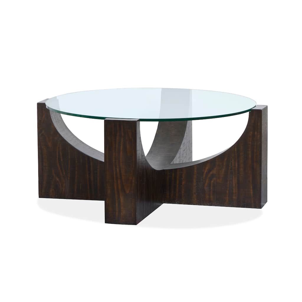 Magnussen Home Beckham Rustic Tavern Round Cocktail Table With Casters - 40''W x 40''D x 17.5''H
