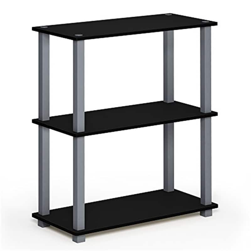 3 Tiers Wood Household Shelving Unit in Black/Grey (23.6 in. W x 29.5 in. H x 11.4 in. D) - 23. 6