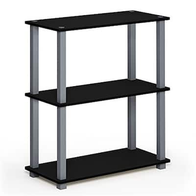 3 Tiers Wood Household Shelving Unit in Black/Grey (23.6 in. W x 29.5 in. H x 11.4 in. D) - 23. 6
