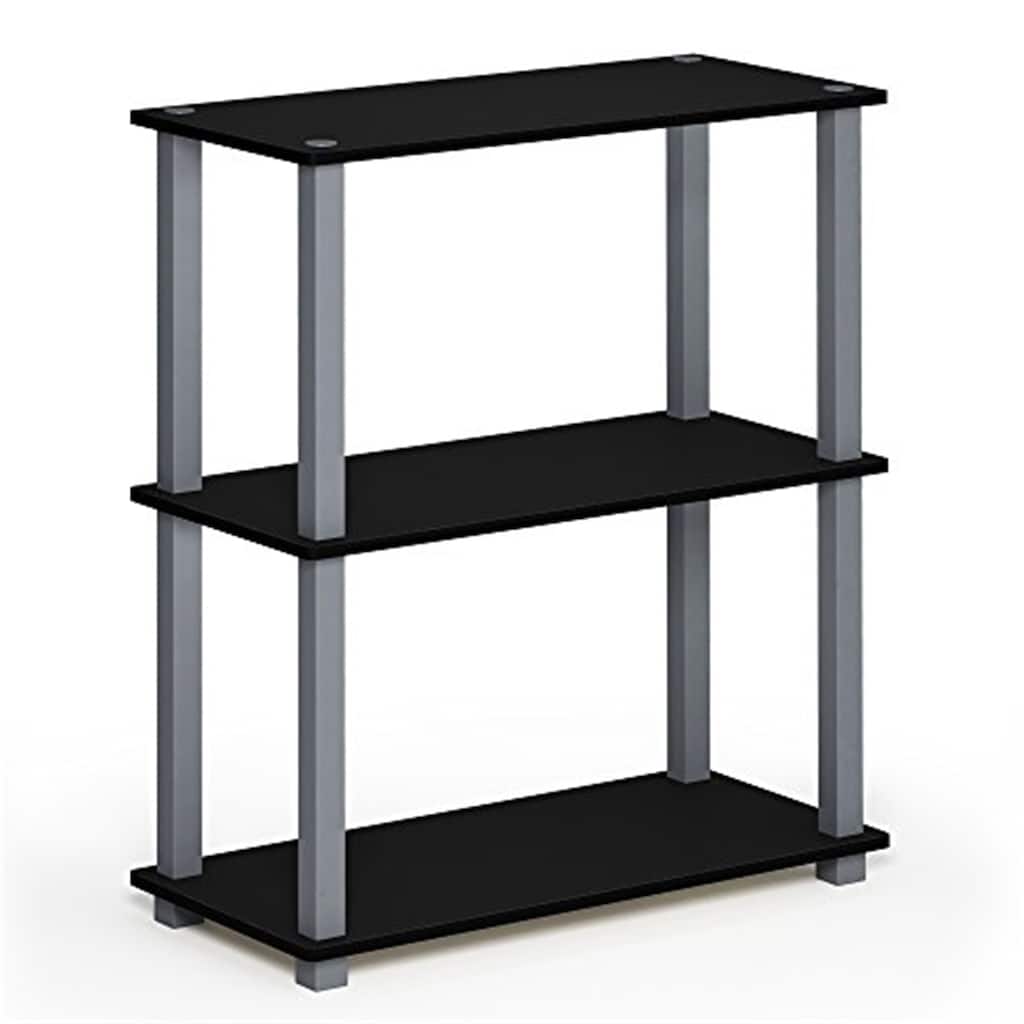 3 Tiers Wood Household Shelving Unit in Black/Grey (23.6 in. W x 29.5 in. H x 11.4 in. D) - 23. 6
