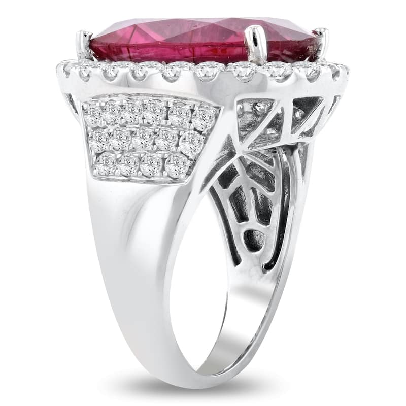 Auriya 14k White Gold 12 3/8ct Pink Tourmaline and 2 1/10ct TDW Diamond Ring