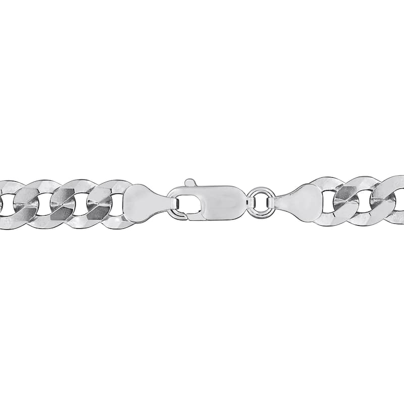 Miadora 7.5mm Diamond Cut Curb Bevelled Anklet in Sterling Silver-9 in