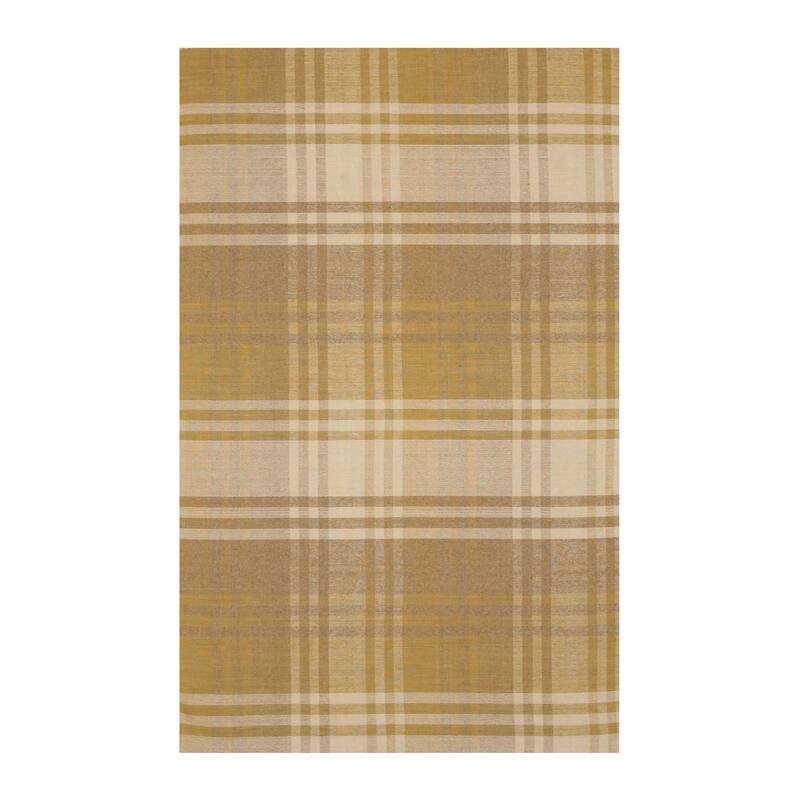 Home Decor EORC Handmade Wool Plaid Rug Stylish Yellow Area Rug for Living Room, Bedroom, Office, & Home Décor Durable & Trend