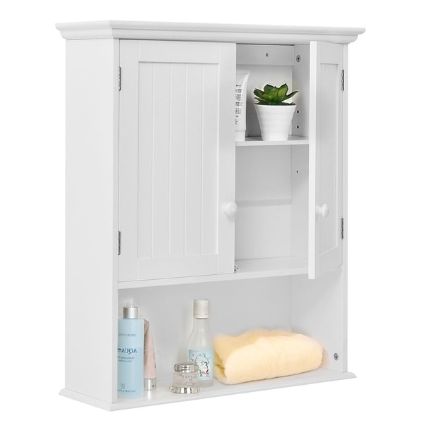 Shop Costway Wall Mount Bathroom Cabinet Storage Organizer
