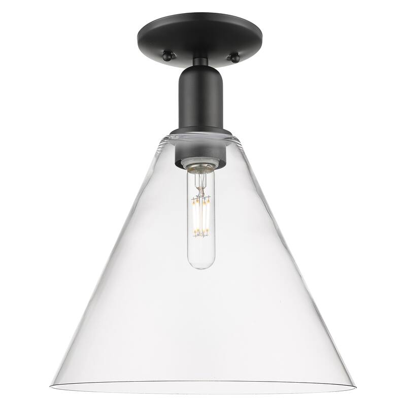 Innovations Lighting Endless Possibilities Arcadia - Berkshire Glass - 1 Light 12" Semi-Flush Mount - Clear/Matte Black