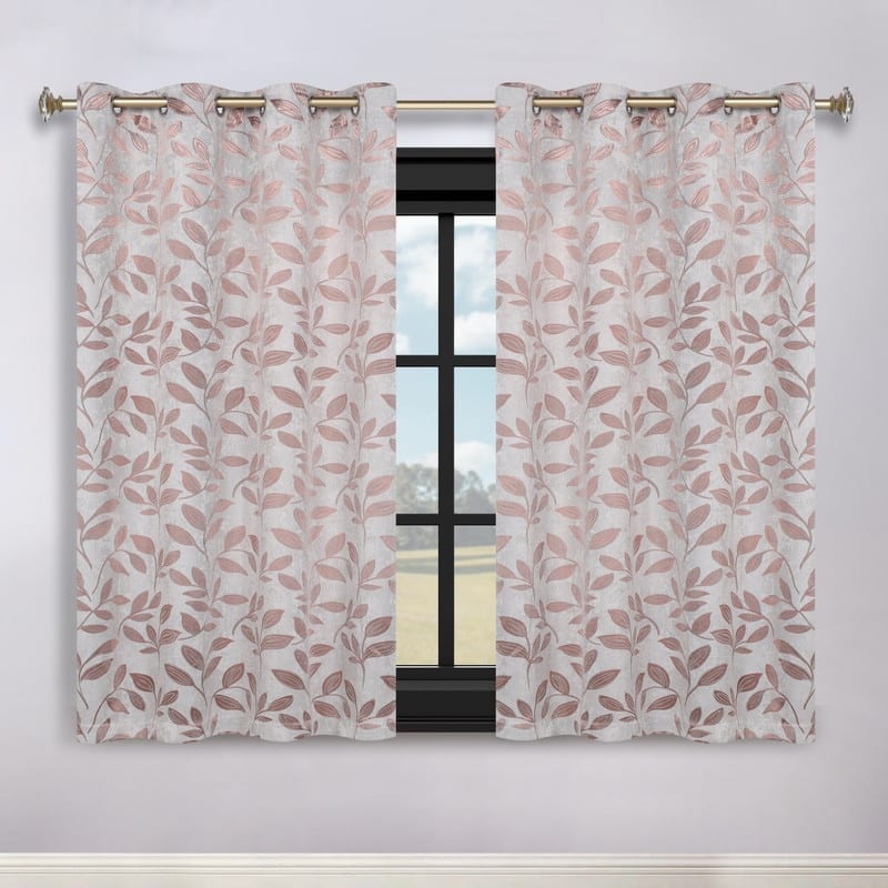 Superior Modern Bohemian Leaves Room Darkening Curtains with Grommets
