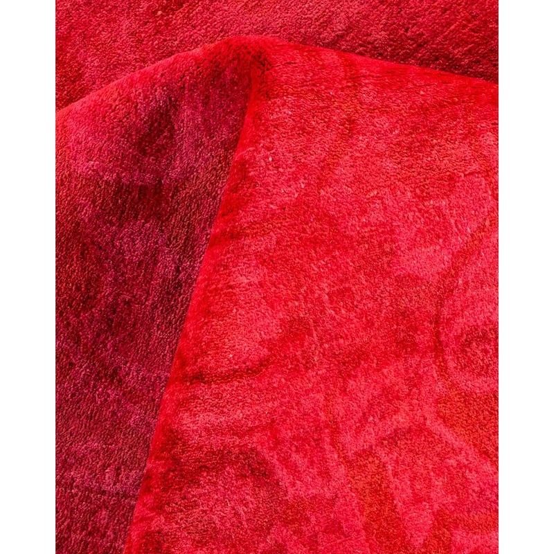 Overton Hand Knotted Wool Vintage Inspired Modern Contemporary Overdyed Pink Area Rug - 8' 10" x 12' 2"