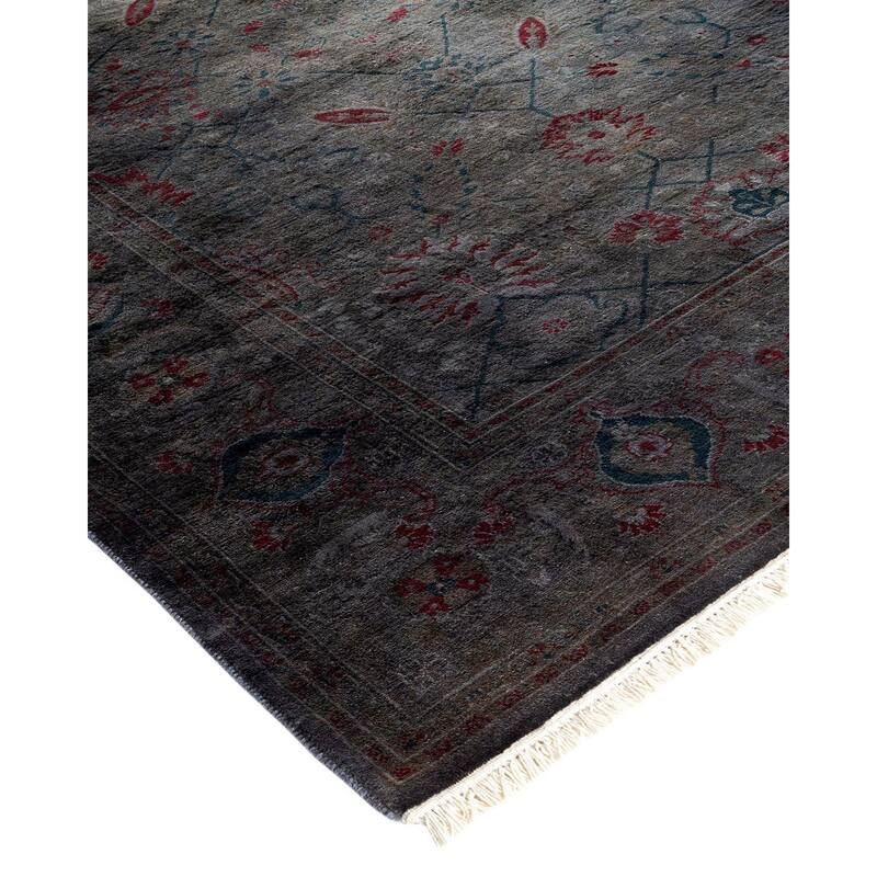 Overton Hand Knotted Wool Vintage Inspired Modern Contemporary Overdyed Gray Area Rug - 4' 1" x 6' 1"