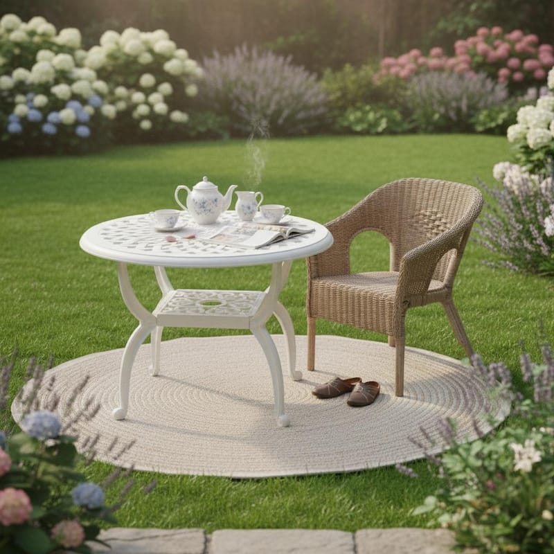 Modern Aluminum Round Coffee Table for Outdoor Spaces